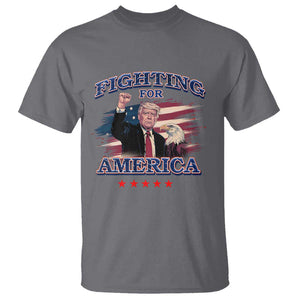 Trump Raised Fist T Shirt Fighting For America Eagle TS09 Charcoal Print Your Wear