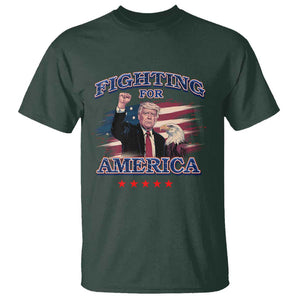 Trump Raised Fist T Shirt Fighting For America Eagle TS09 Dark Forest Green Print Your Wear