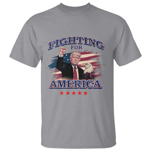 Trump Raised Fist T Shirt Fighting For America Eagle TS09 Sport Gray Print Your Wear