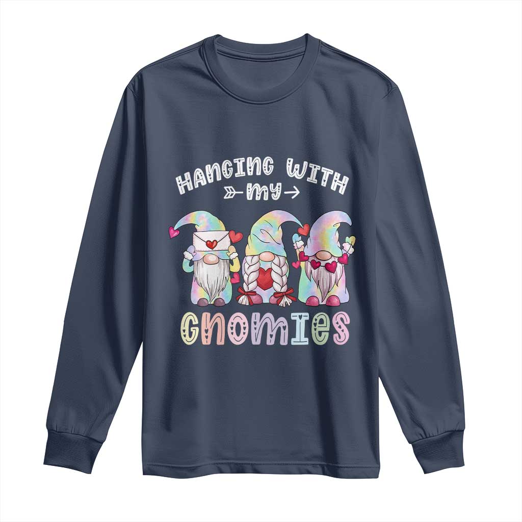 Happy Valentine's Day Hanging With Gnomies Tie Dye Long Sleeve Shirt TS09 Navy Print Your Wear