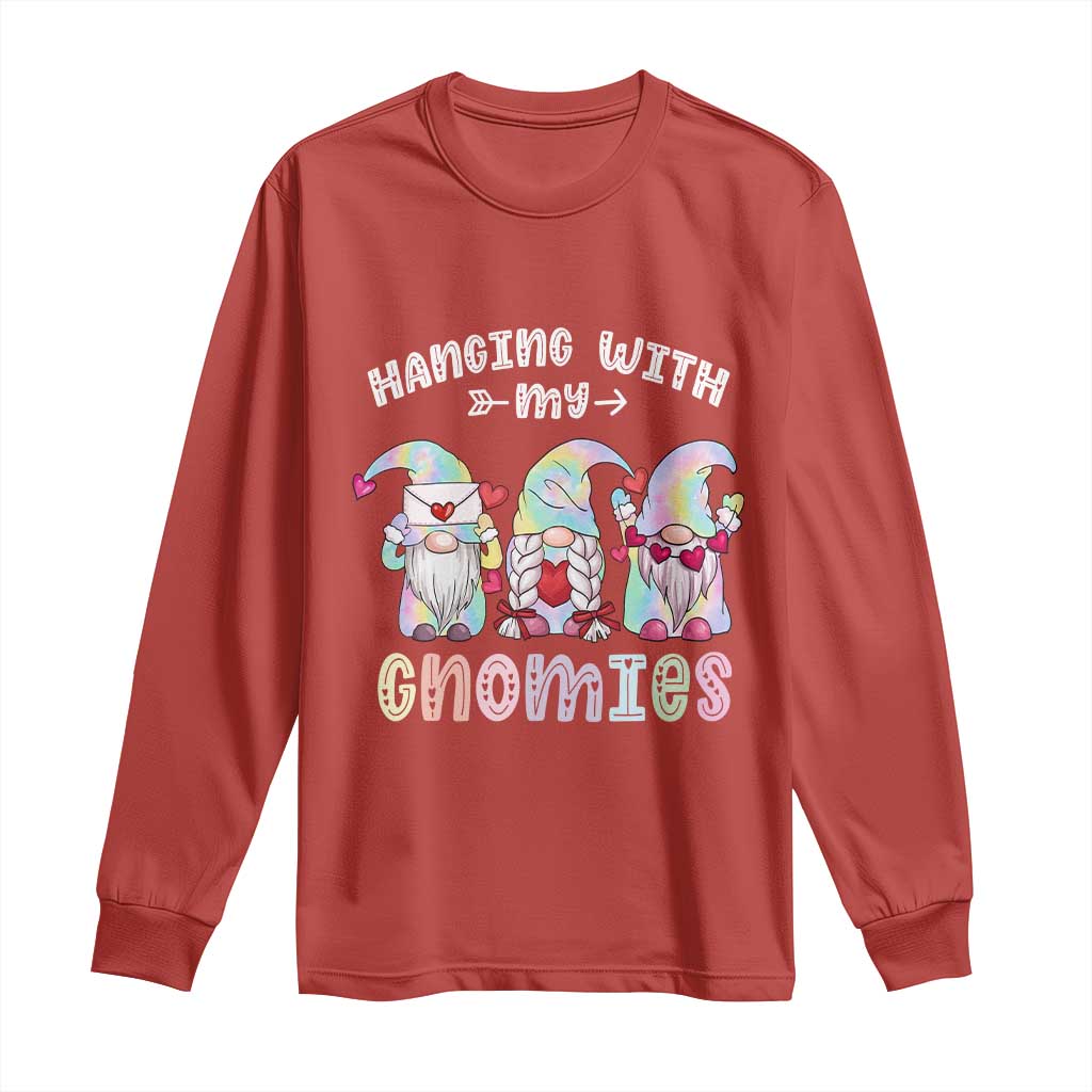 Happy Valentine's Day Hanging With Gnomies Tie Dye Long Sleeve Shirt TS09 Red Print Your Wear