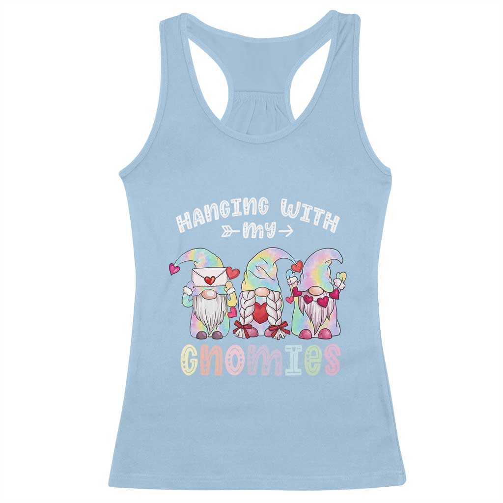 Happy Valentine's Day Hanging With Gnomies Tie Dye Racerback Tank Top TS09 Light Blue Print Your Wear