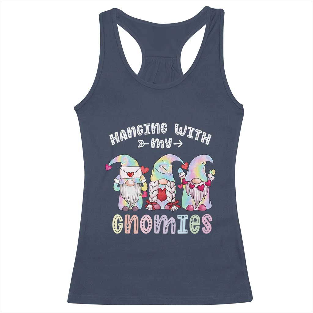 Happy Valentine's Day Hanging With Gnomies Tie Dye Racerback Tank Top TS09 Navy Print Your Wear