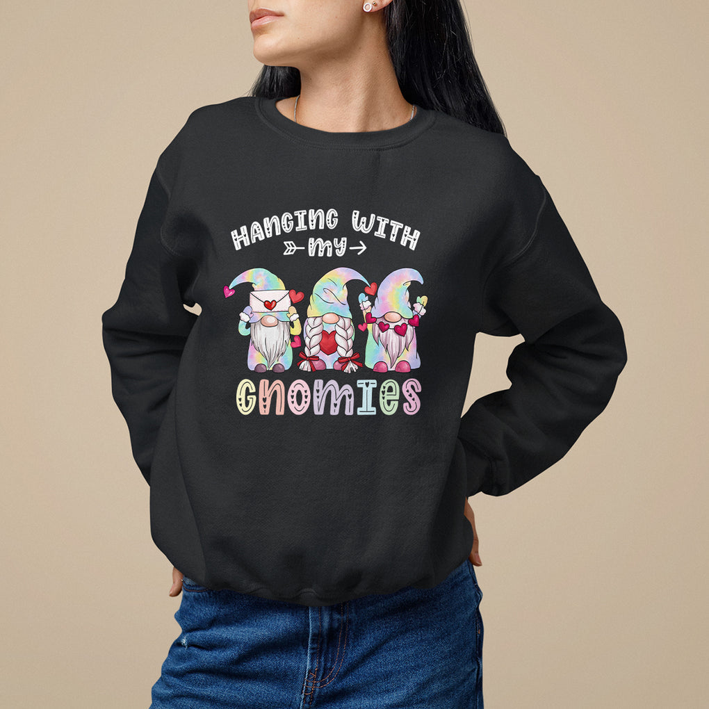 Happy Valentine's Day Hanging With Gnomies Tie Dye Gnomes Sweatshirt TS09 Black Printyourwear