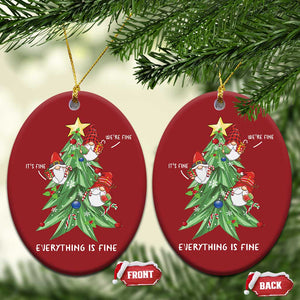 Funny Xmas Gnomies It's Fine We're Fine Everything's Fine Christmas Ornament TS09 Oval Red Print Your Wear