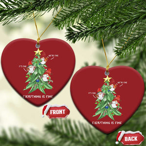 Funny Xmas Gnomies It's Fine We're Fine Everything's Fine Christmas Ornament TS09 Heart Red Print Your Wear