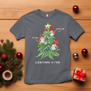 It's Fine We're Fine Everything's Fine Funny Gnomies T Shirt with Christmas Tree TS09 Charcoal Printyourwear