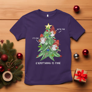 It's Fine We're Fine Everything's Fine Funny Gnomies T Shirt with Christmas Tree TS09 Purple Printyourwear