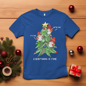 It's Fine We're Fine Everything's Fine Funny Gnomies T Shirt with Christmas Tree TS09 Royal Blue Printyourwear