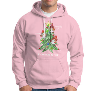 It's Fine We're Fine Everything's Fine Funny Gnomies Hoodie with Christmas Tree TS09 Light Pink Printyourwear