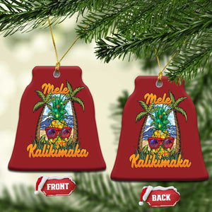 Xmas In Hawaii Christmas Ornament Mele Kalikimaka Xmas Light Pineapple TS09 Bell Flake Red Print Your Wear