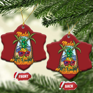 Xmas In Hawaii Christmas Ornament Mele Kalikimaka Xmas Light Pineapple TS09 Snow Flake Red Print Your Wear