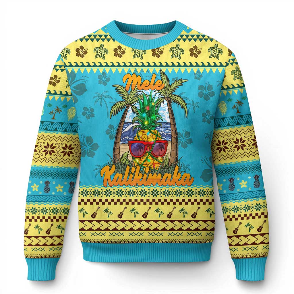 Xmas In Hawaii Ugly Christmas Sweater Mele Kalikimaka Xmas Light Pineapple TS09 Hawaii Print Your Wear