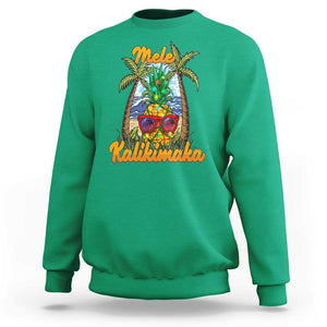 Mele Kalikimaka Christmas In Hawaii Xmas Light Pineapple Sweatshirt TS09 Irish Green Printyourwear