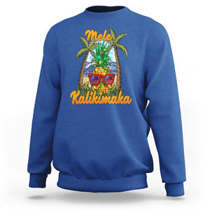 Mele Kalikimaka Christmas In Hawaii Xmas Light Pineapple Sweatshirt TS09 Royal Blue Printyourwear