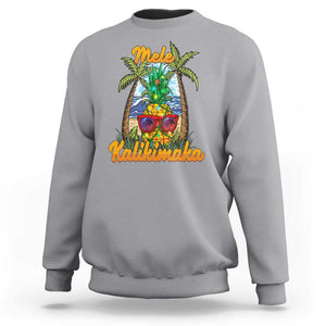 Mele Kalikimaka Christmas In Hawaii Xmas Light Pineapple Sweatshirt TS09 Sport Gray Printyourwear