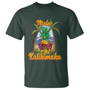 Mele Kalikimaka Christmas In Hawaii Xmas Light Pineapple T Shirt TS09 Dark Forest Green Printyourwear