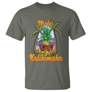 Mele Kalikimaka Christmas In Hawaii Xmas Light Pineapple T Shirt TS09 Military Green Printyourwear