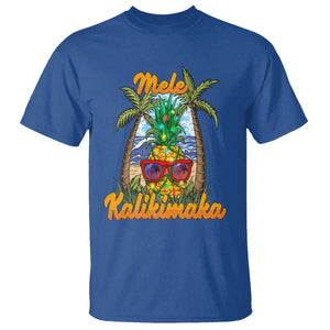 Mele Kalikimaka Christmas In Hawaii Xmas Light Pineapple T Shirt TS09 Royal Blue Printyourwear