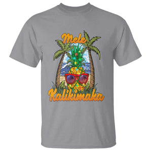 Mele Kalikimaka Christmas In Hawaii Xmas Light Pineapple T Shirt TS09 Sport Gray Printyourwear