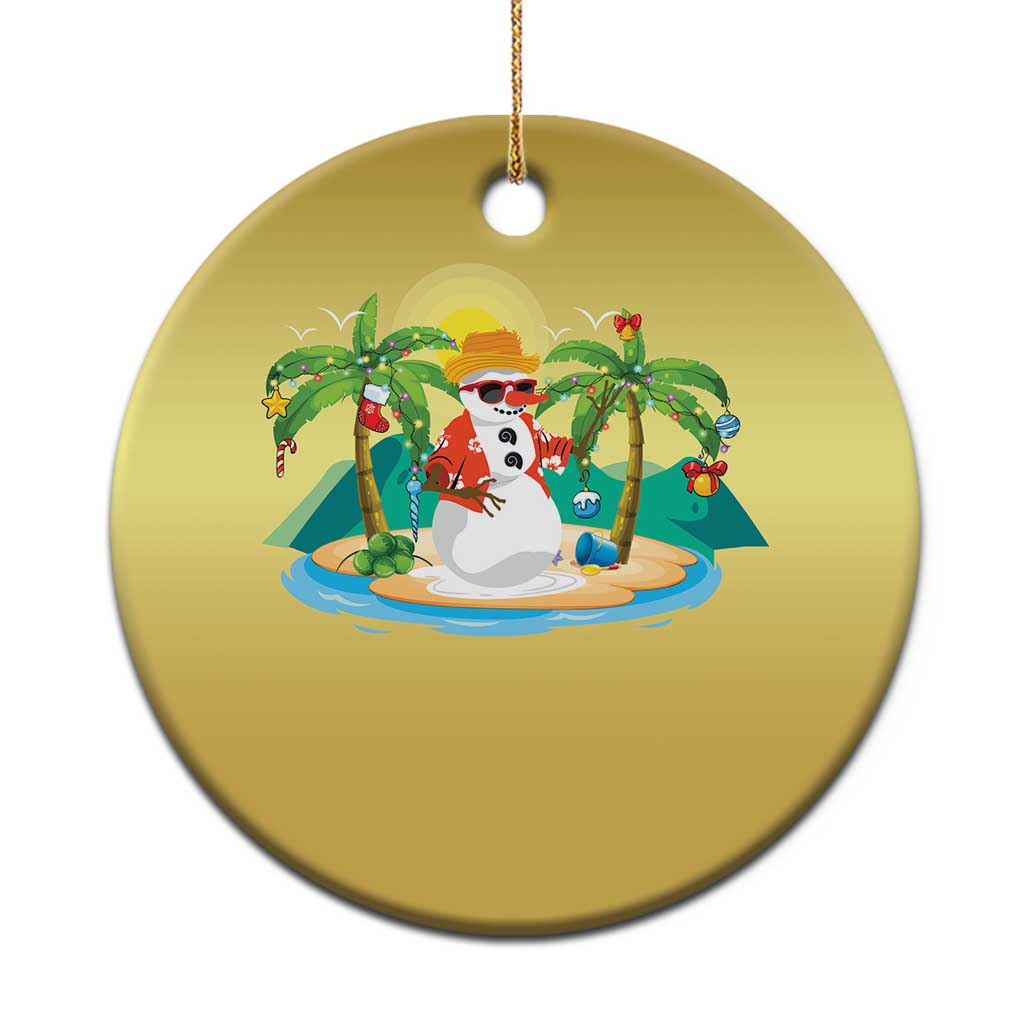 Xmas In Hawaii Christmas Ornament Hawaiian Snowman Xmas Palm Tree At The Beach TS09 Print Your Wear