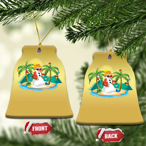 Xmas In Hawaii Christmas Ornament Hawaiian Snowman Xmas Palm Tree At The Beach TS09 Bell Flake Gold Print Your Wear