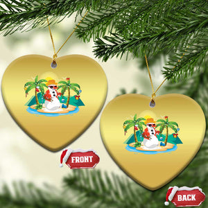 Xmas In Hawaii Christmas Ornament Hawaiian Snowman Xmas Palm Tree At The Beach TS09 Heart Gold Print Your Wear