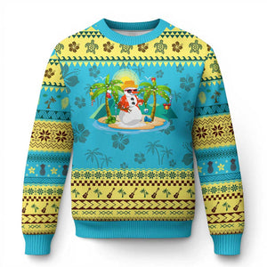 Xmas In Hawaii Ugly Christmas Sweater Hawaiian Snowman Xmas Palm Tree At The Beach TS09 Hawaii Print Your Wear