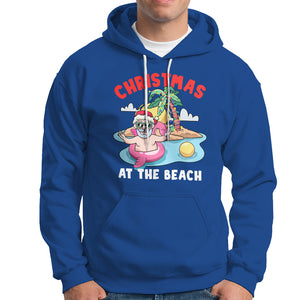 Funny Flamingo Float Santa Claus Christmas At The Beach Hoodie TS09 Royal Blue Printyourwear