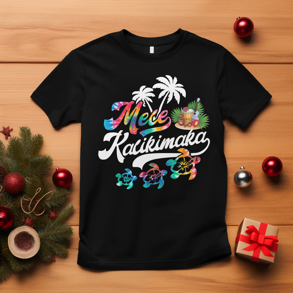 Mele Kalikimaka Tie Dye Christmas Turtle T Shirt TS09 Black Printyourwear