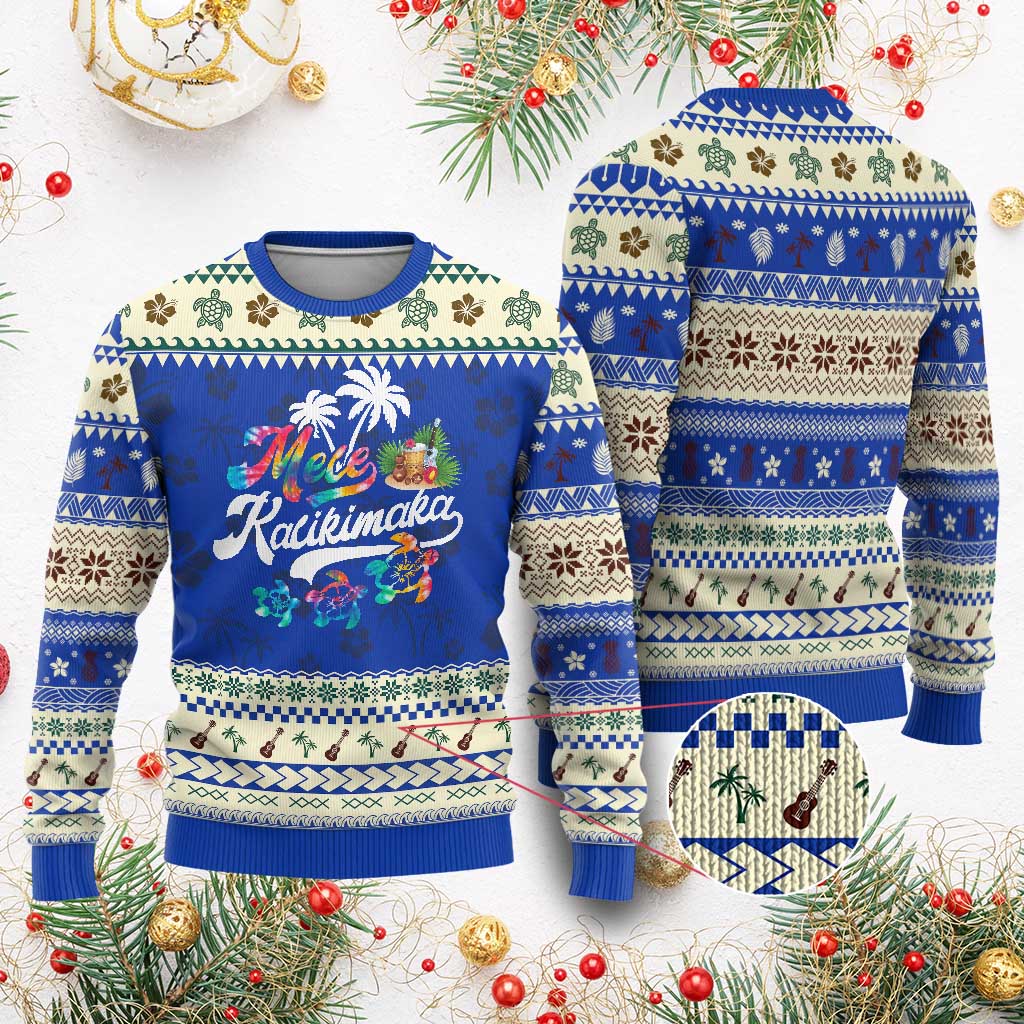 Mele Kalikimaka Tie Dye Xmas Turtle Ugly Christmas Sweater TS09 Blue Print Your Wear
