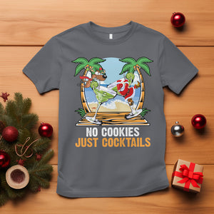 No Cookies Just Cocktails Drunk Santa Reindeer Summer Christmas T Shirt TS09 Charcoal Printyourwear