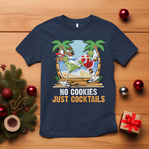 No Cookies Just Cocktails Drunk Santa Reindeer Summer Christmas T Shirt TS09 Navy Printyourwear