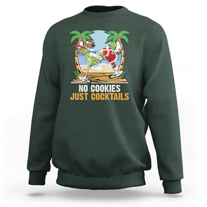 No Cookies Just Cocktails Drunk Santa Reindeer Summer Christmas Sweatshirt TS09 Dark Forest Green Printyourwear