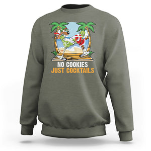 No Cookies Just Cocktails Drunk Santa Reindeer Summer Christmas Sweatshirt TS09 Military Green Printyourwear