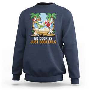 No Cookies Just Cocktails Drunk Santa Reindeer Summer Christmas Sweatshirt TS09 Navy Printyourwear