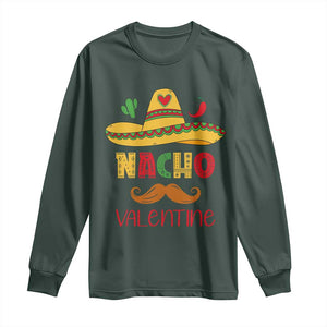 Valentine's Day Long Sleeve Shirt Funny Nacho Love Mexican Sombraro TS09 Dark Forest Green Print Your Wear