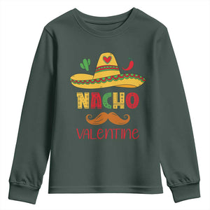 Valentine's Day Youth Sweatshirt Funny Nacho Love Mexican Sombraro TS09 Dark Forest Green Print Your Wear