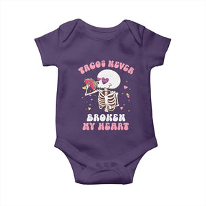 Anti Valentine's Day Baby Onesie Tacos Never Broke My Heart Skeleton Cinco De Mayo Party TS09 Purple Print Your Wear