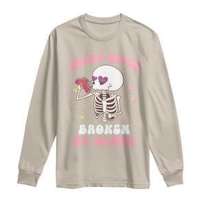 Anti Valentine's Day Long Sleeve Shirt Tacos Never Broke My Heart Skeleton Cinco De Mayo Party TS09 Sand Print Your Wear