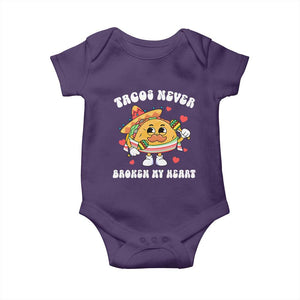 Anti Valentine's Day Baby Onesie Tacos Never Broke My Heart Funny Cinco De Mayo Party TS09 Purple Print Your Wear