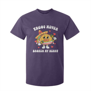 Anti Valentine's Day T Shirt For Kid Tacos Never Broke My Heart Funny Cinco De Mayo Party TS09 Purple Print Your Wear