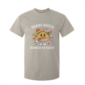 Anti Valentine's Day T Shirt For Kid Tacos Never Broke My Heart Funny Cinco De Mayo Party TS09 Sand Print Your Wear