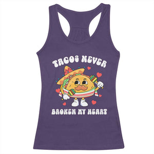 Anti Valentine's Day Racerback Tank Top Tacos Never Broke My Heart Funny Cinco De Mayo Party TS09 Purple Print Your Wear