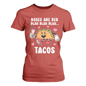 Valentine's Day T Shirt For Women Roses Are Red Blah Tacos Funny Food Lover TS09 Red Print Your Wear