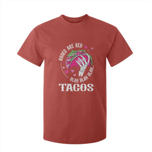 Valentine's Day T Shirt For Kid Roses Are Red Blah Skeleton Tacos Funny Food Lover TS09 Red Print Your Wear