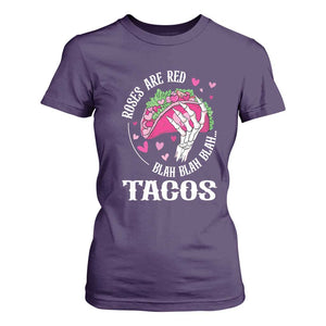 Valentine's Day T Shirt For Women Roses Are Red Blah Skeleton Tacos Funny Food Lover TS09 Purple Print Your Wear