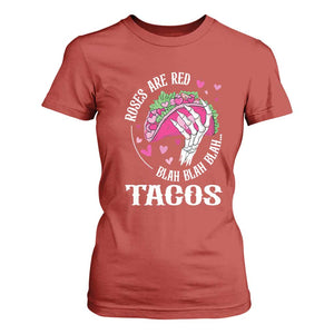 Valentine's Day T Shirt For Women Roses Are Red Blah Skeleton Tacos Funny Food Lover TS09 Red Print Your Wear