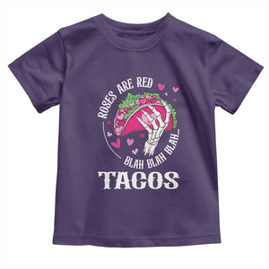 Valentine's Day Toddler T Shirt Roses Are Red Blah Skeleton Tacos Funny Food Lover TS09 Purple Print Your Wear