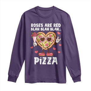 Valentine's Day Long Sleeve Shirt Roses Are Red Blah Pizza Funny Food Lover TS09 Purple Print Your Wear